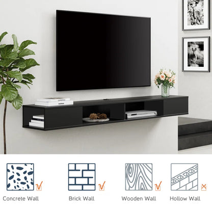 tv panel: 78" Compatible Wall TV Console with Storage Shelves and Floating Design