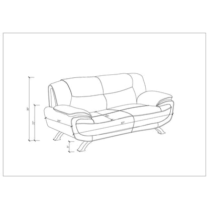 Luxury Sofa Sets: 2-Piece Black Genuine Leather Sofa & Loveseat Set with Coil Spring Support