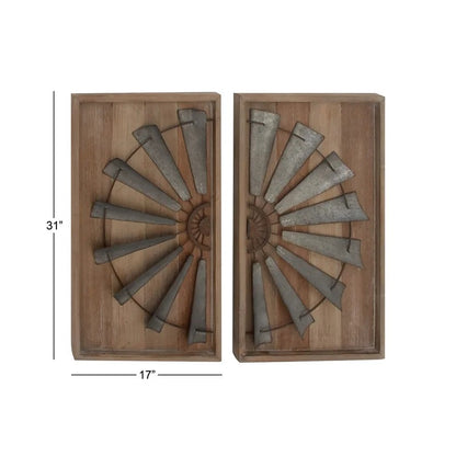 Wall Art: 2 Piece Wood/Metal Wall Décor Set