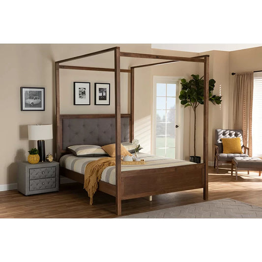 Poster Bed: Upholstered & Wooden Bed