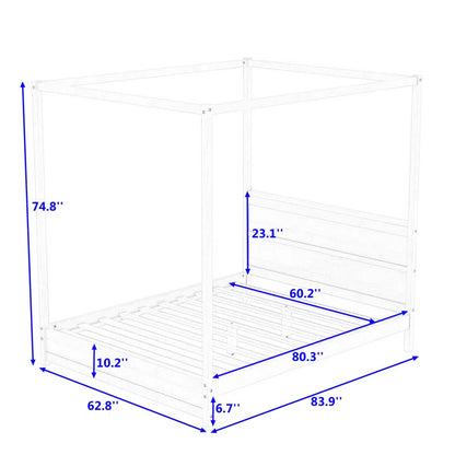 Poster Bed: Wooden Canopy Platform Bed