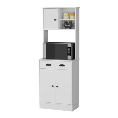 Microwave Stands: Powell Microwave Kitchen Cabinet with Storage Drawer and 3-Door Design