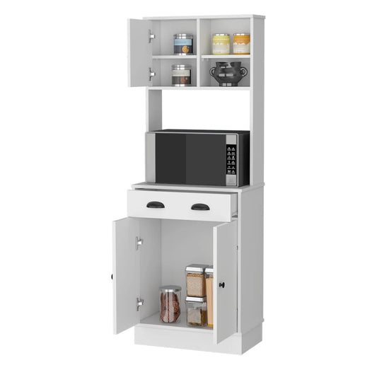 Microwave Stands: Powell Microwave Kitchen Cabinet with Storage Drawer and 3-Door Design