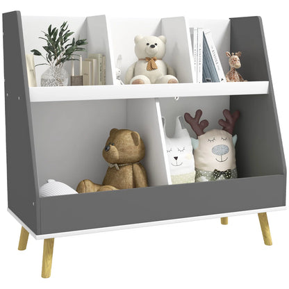 Kids Toy Storage Unit: 2-Tier, 5-Compartment Kids Storage Shelf with Anti-Tip Device
