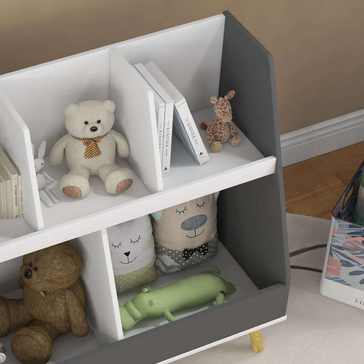 Kids Toy Storage Unit: 2-Tier, 5-Compartment Kids Storage Shelf with Anti-Tip Device