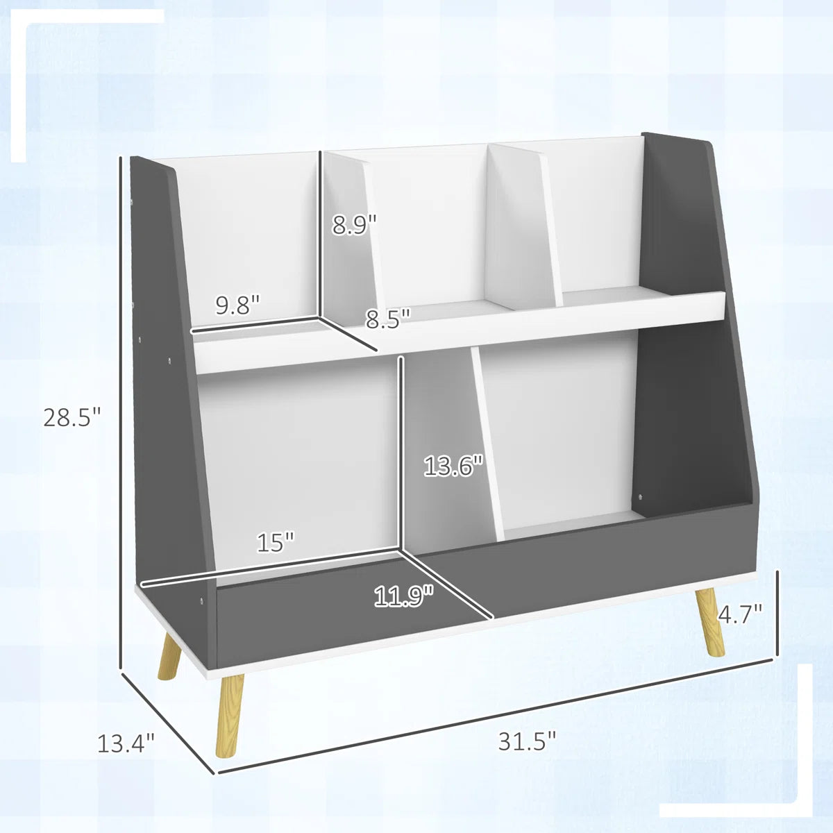 Kids Toy Storage Unit: 2-Tier, 5-Compartment Kids Storage Shelf with Anti-Tip Device