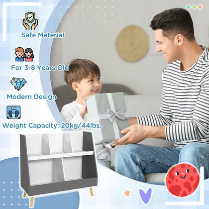 Kids Toy Storage Unit: 2-Tier, 5-Compartment Kids Storage Shelf with Anti-Tip Device
