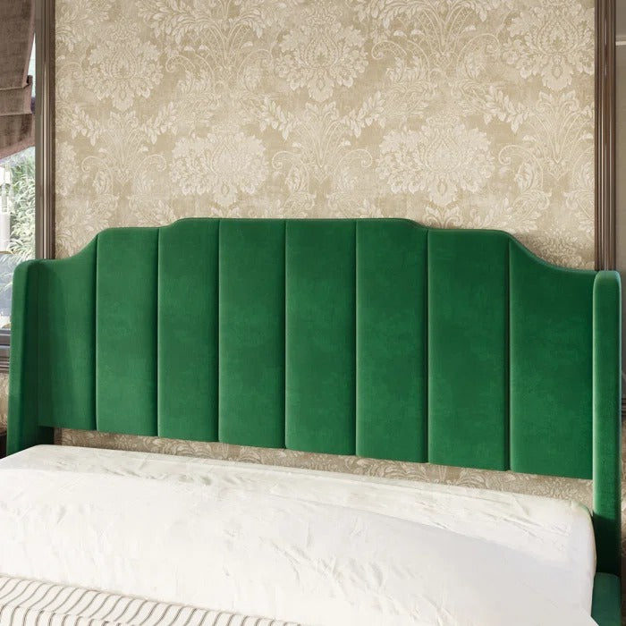 Queen Size Bed: Queen Size Modern Curved Upholstered Bed