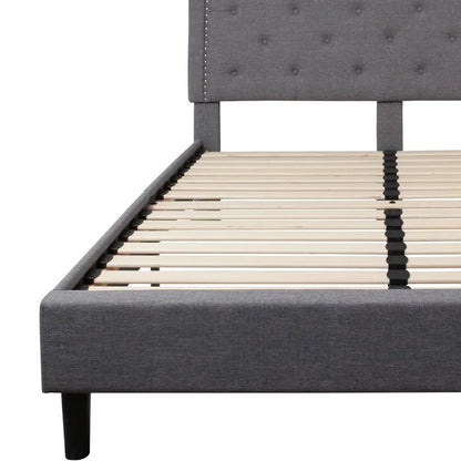 Queen Size Bed: Tufted Upholstered Platform Bed Frame