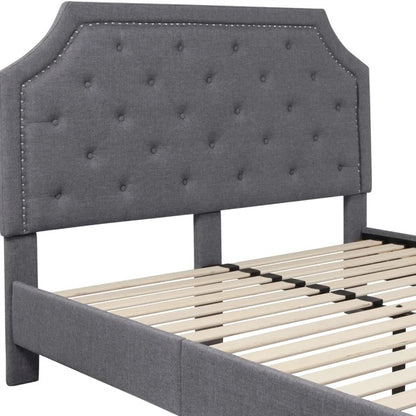 Queen Size Bed: Tufted Upholstered Platform Bed Frame
