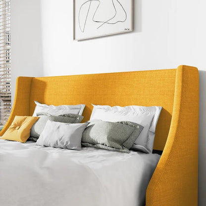 Queen Size Bed: Upholstered Wingback Queen Size Bed
