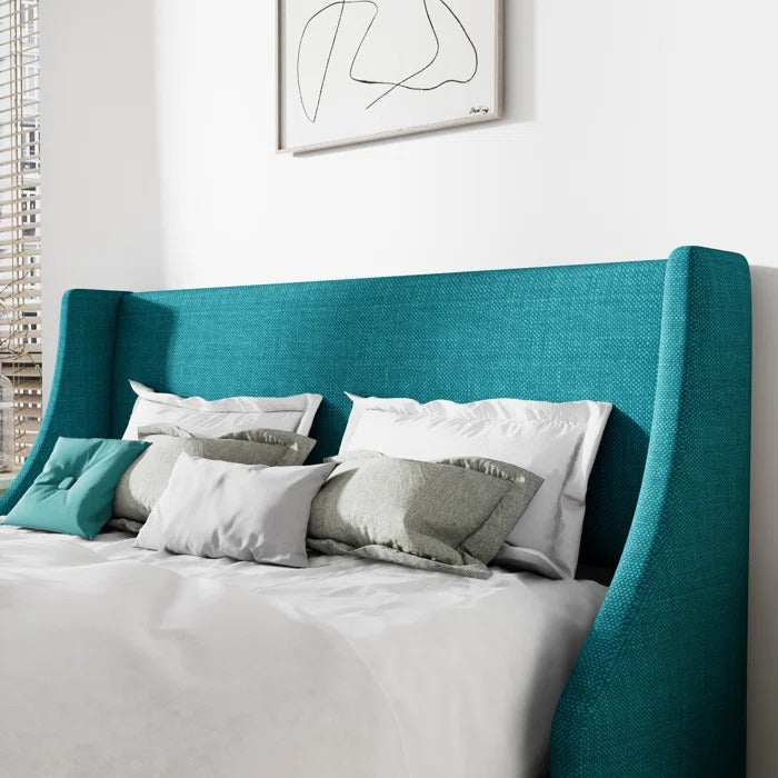 Queen Size Bed: Upholstered Wingback Queen Size Bed
