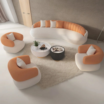 7 Seater Sofa Set: 6-Piece Faux Leather Living Room Furniture for Spacious & Elegant Seating