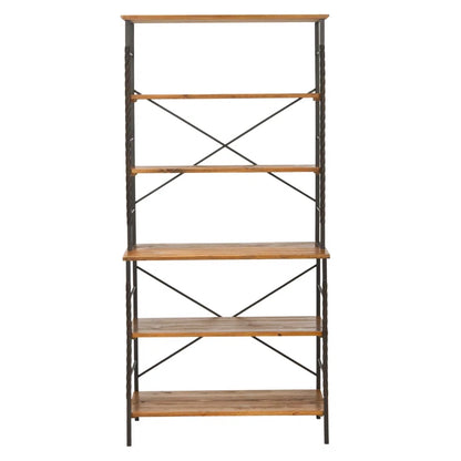 Kitchen Racks: 36.6'' Baker's Rack with Wooden Shelves and Steel Frame