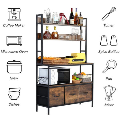 Kitchen Racks: Featuring Coffee Maker, Microwave, and Cabinets