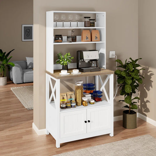 Kitchen Racks: Standard Baker's Rack Made of 31.4" Wood and Compatible with Microwaves
