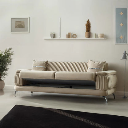 7 Seater Sofa Set: 4-Piece Velvet Living Room Furniture Set with Sofa