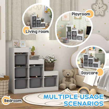 Kids Toy Storage Unit – 3-Layer Organiser with 6 Removable Bins for Toddlers