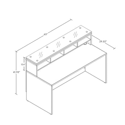 Reception Table: 2 Person Rectangular Glass Top Desk