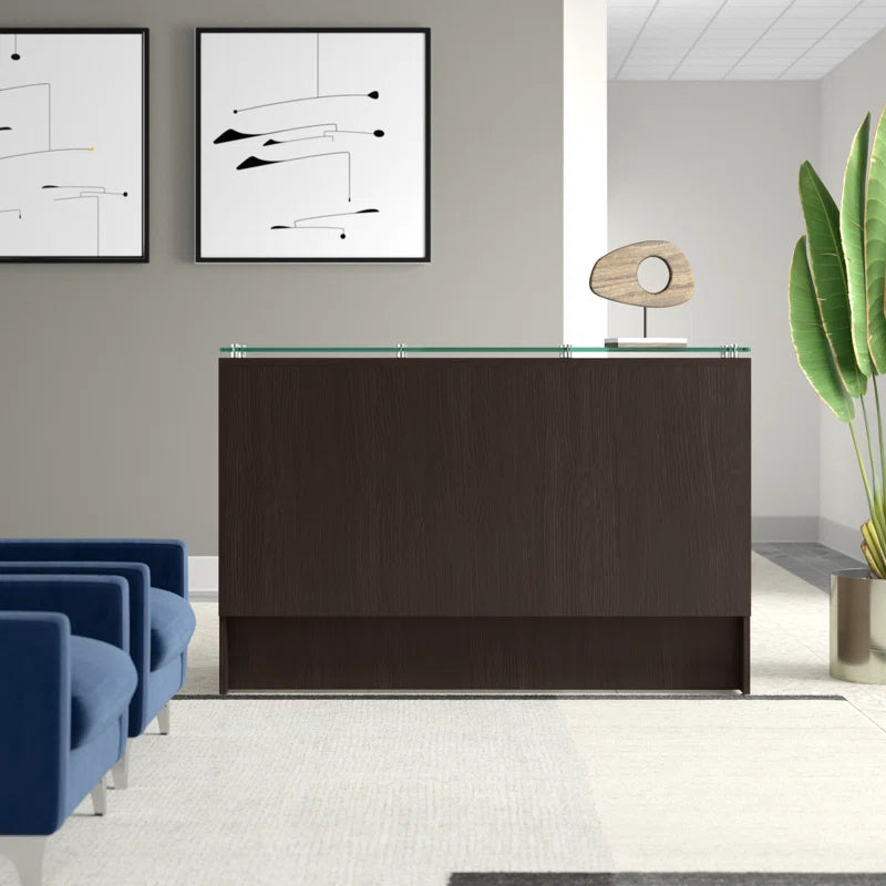 Reception Table: 2 Person Rectangular Glass Top Desk