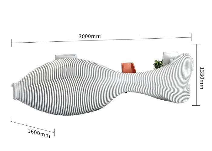 Reception Table: Fish Shape Design Wood Desk