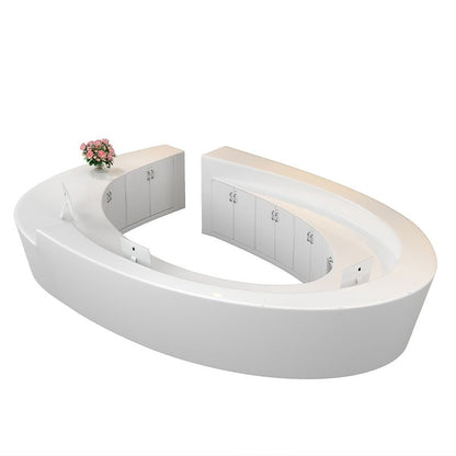 Reception Table: Modern Round White Desk