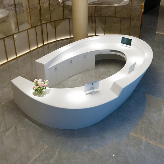 Reception Table: Modern Round White Desk