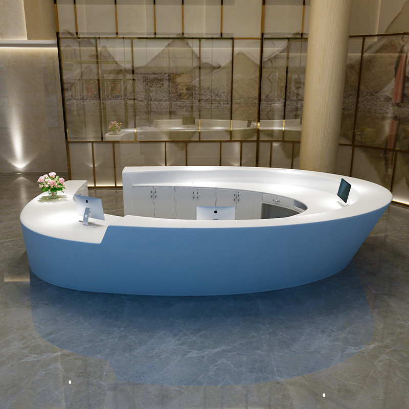 Reception Table: Modern Round White Desk