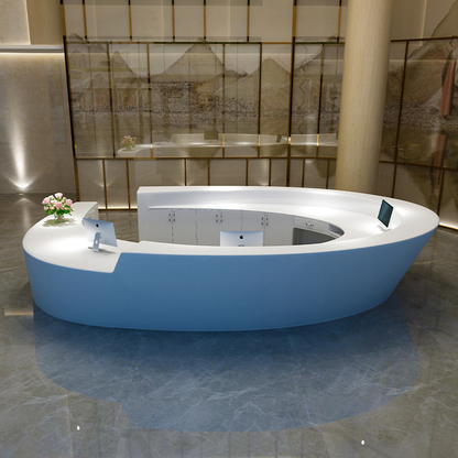 Reception Table: Modern Round White Desk