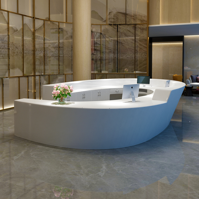 Reception Table: Modern Round White Desk