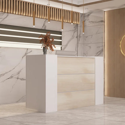 Reception Table: Rectangular Wood Counter Desk