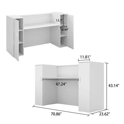 Reception Table: Rectangular Wood Counter Desk