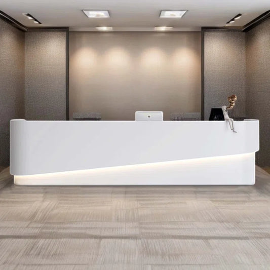 Reception Table: White Rectangular Desk