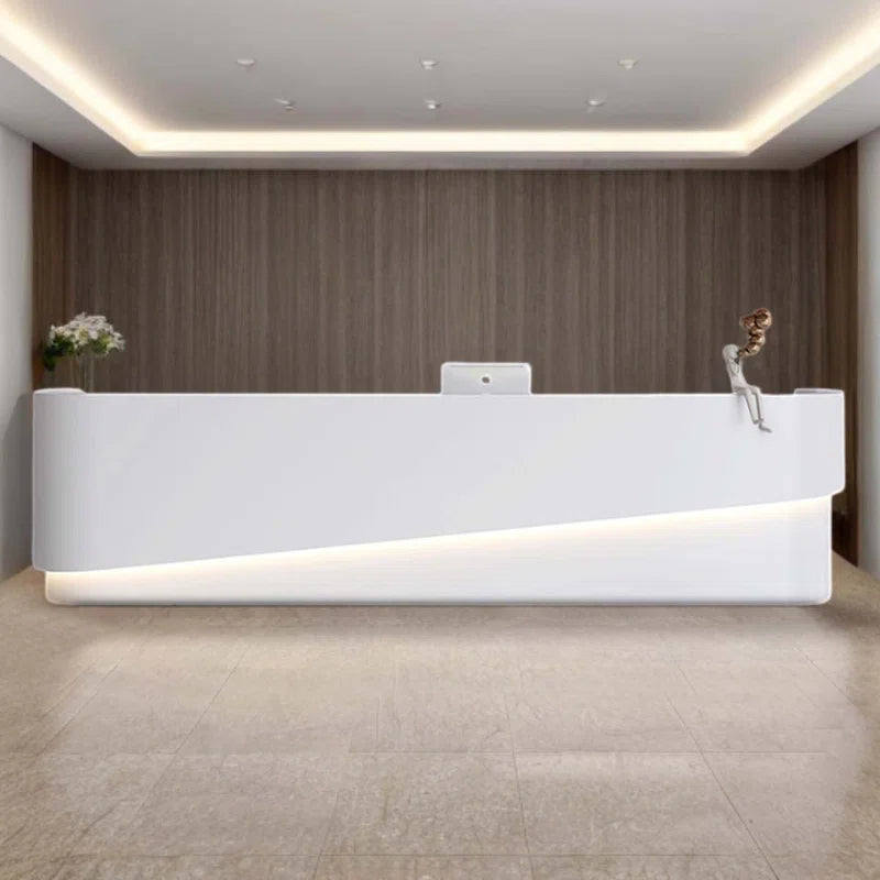 Reception Table: White Rectangular Desk