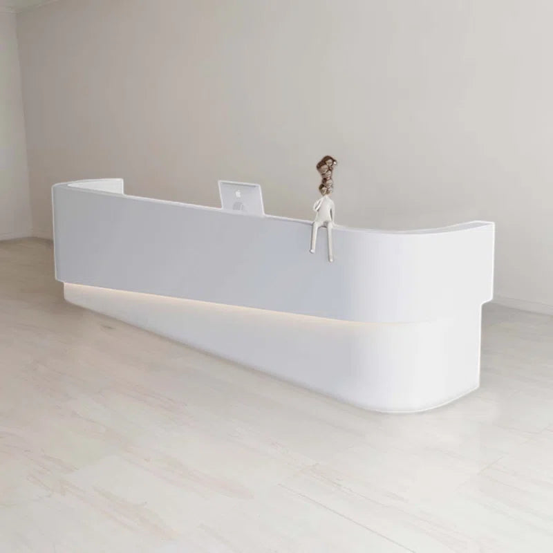 Reception Table: White Rectangular Desk