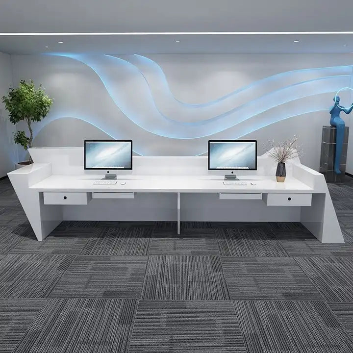 Reception Table: Wooden Checkout Counter Office