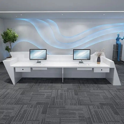 Reception Table: Wooden Checkout Counter Office