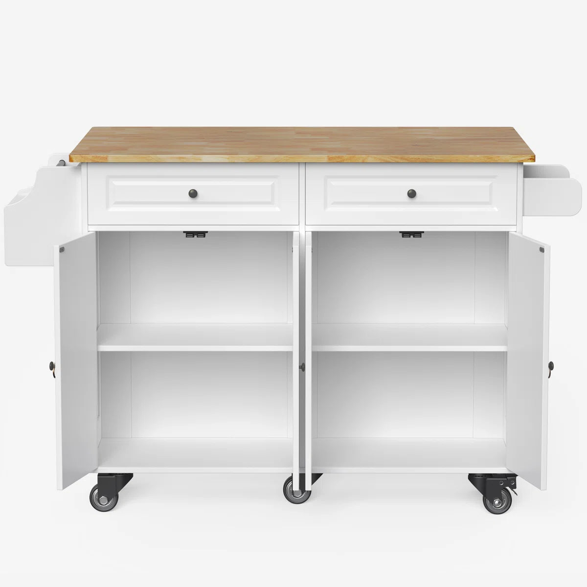 Kitchen Island Table: 43.2" Wide Rolling Cart with Drop Leaf, Large Drawer &amp; Towel Rack