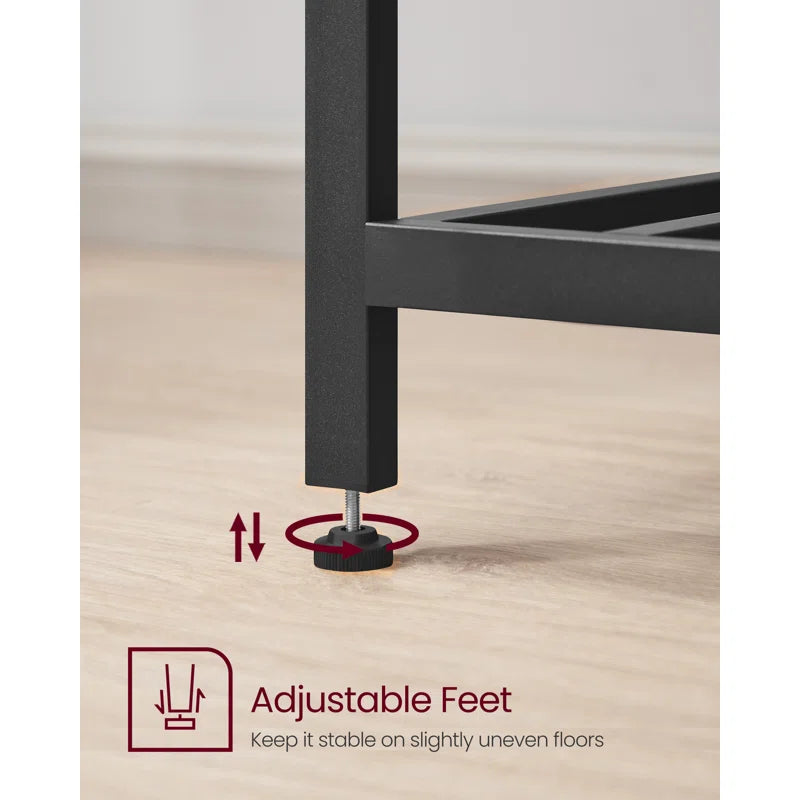 Kitchen Island Table – Industrial Rolling Cart with 2-Tier Open Shelves & Matte Iron Frame