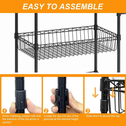Kitchen Rack: Rolling Snack Storage Cart, 3-Tier Rolling Cart, Metal Kitchen Cart with Baskets on Wheels