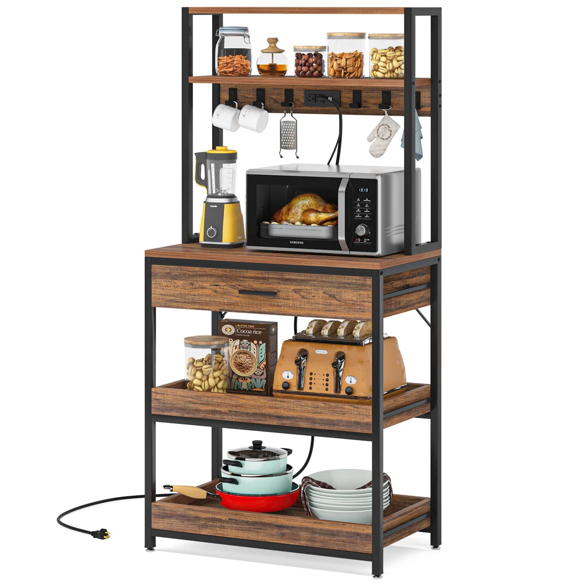 Kitchen Racks: 31.49" Standard Baker's Rack Made of Steel and Compatible with Microwaves