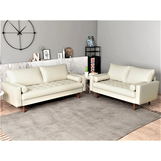 Luxury Sofa Sets: 2-Piece Faux Leather Sofa Set & Loveseat with 2 Toss Pillows