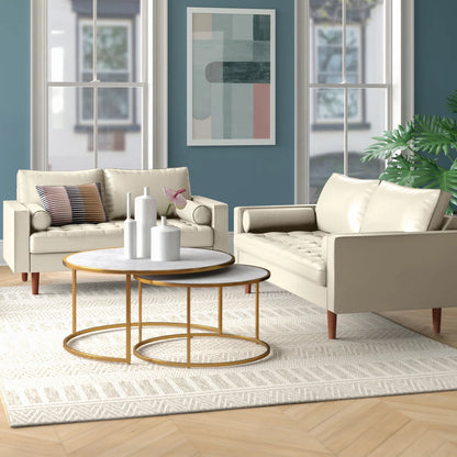 Luxury Sofa Sets: 2-Piece Faux Leather Sofa Set & Loveseat with 2 Toss Pillows