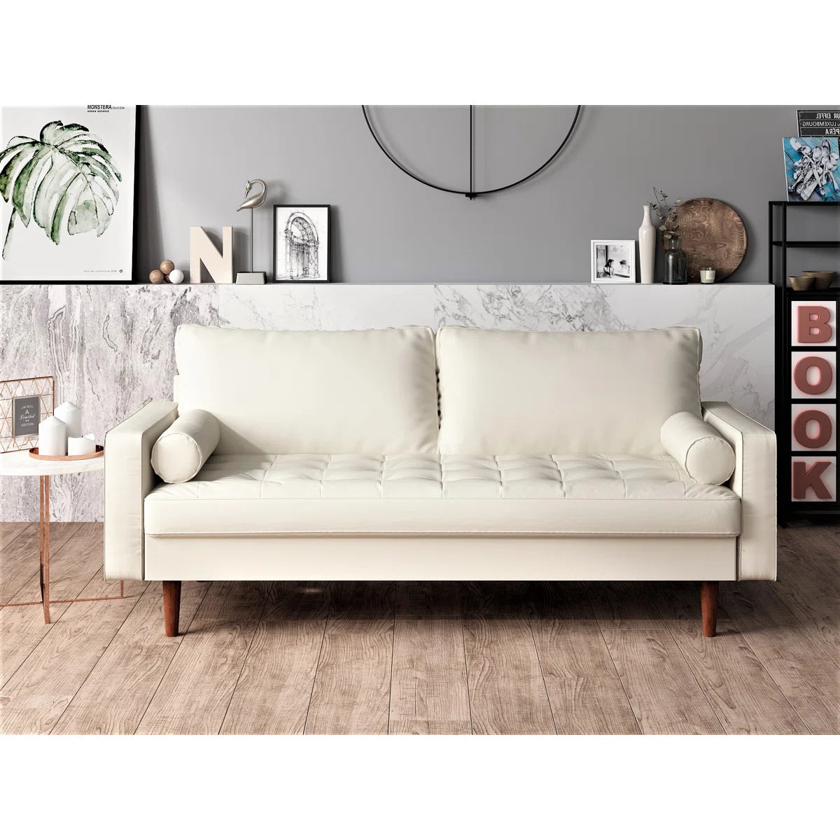 Luxury Sofa Sets: 2-Piece Faux Leather Sofa Set & Loveseat with 2 Toss Pillows