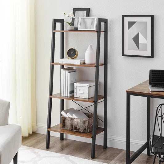 Bookshelf: Rustic Brown Etagere Bookcase