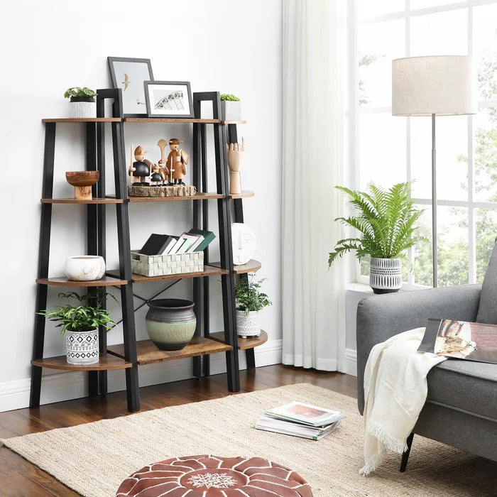 Bookshelf: Rustic Brown Etagere Bookcase