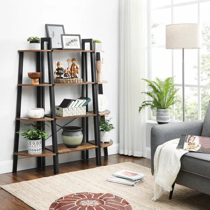 Bookshelf: Rustic Brown Etagere Bookcase