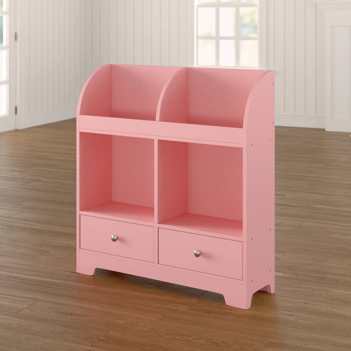 Kids Toy Storage Unit: 3-Tier Wooden Mixed Storage Cubby with Drawers – Pink