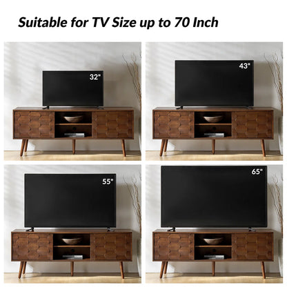 tv panel: 63" mid-century TV panel with power outlets and cable management system