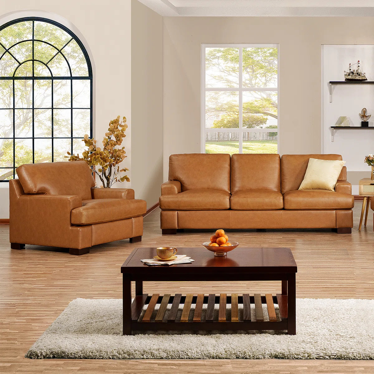 7 Seater Sofa Set: Sasakwa Leather Living Room Set with Sofa